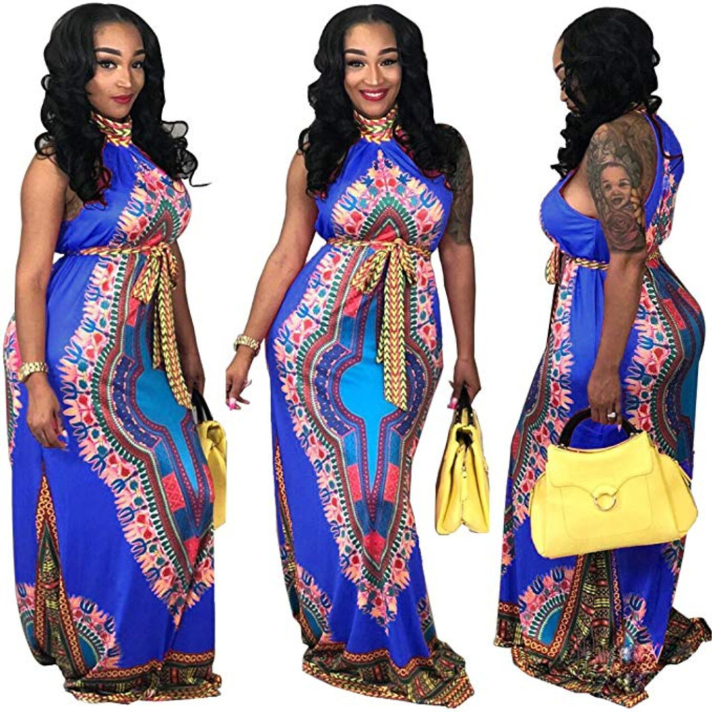 Afrikan ankara maxi dress sexy stretchy dashiki